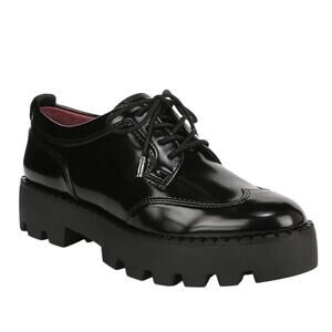 Franco Sarto Womens Balin Oxford Lace Up Loafers Black Gloss size 9 NWOT patent